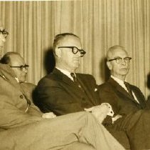 Marshall Gowland, Magistrate J.C. Dunlap, Dr. Richard E. Crouch, and Marie LaPierre